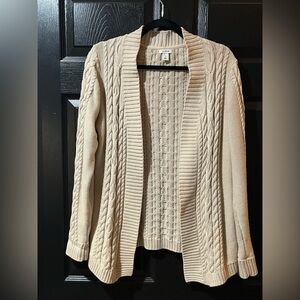 L.L. Bean Open Front Cable Knit Cardigan Sweater